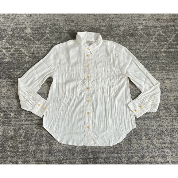 Banana Republic Womens M Blouse Ivory Collared Button Down Long Sleeve NWT L6 - Picture 1 of 10